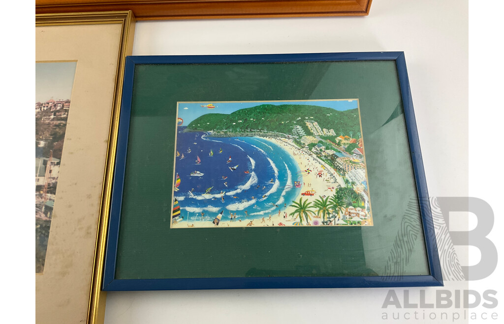 Framed Julie Nabangardi Shedden Australian Aboriginal Art Promotion Canvas with Framed Harbor Art Work and Photo