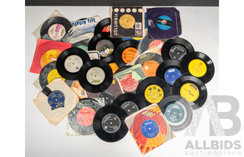 Collection Approx 48 Vintage Vinyl Seven Ich Single 45s Including the Cure, Yothu Yindi, ABBA and More
