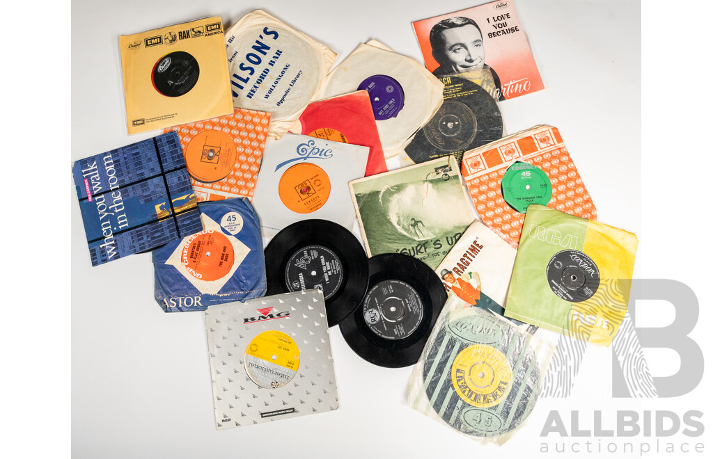 Collection Approx 48 Vintage Vinyl Seven Ich Single 45s Including the Cure, Yothu Yindi, ABBA and More