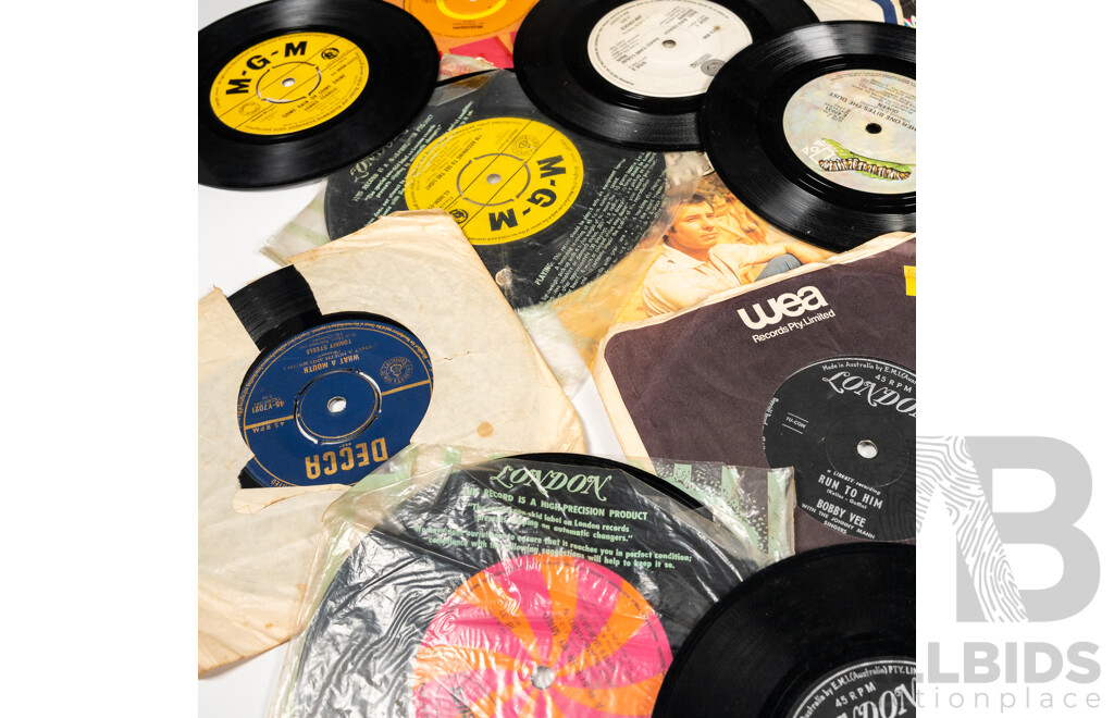 Collection Approx 48 Vintage Vinyl Seven Ich Single 45s Including the Cure, Yothu Yindi, ABBA and More