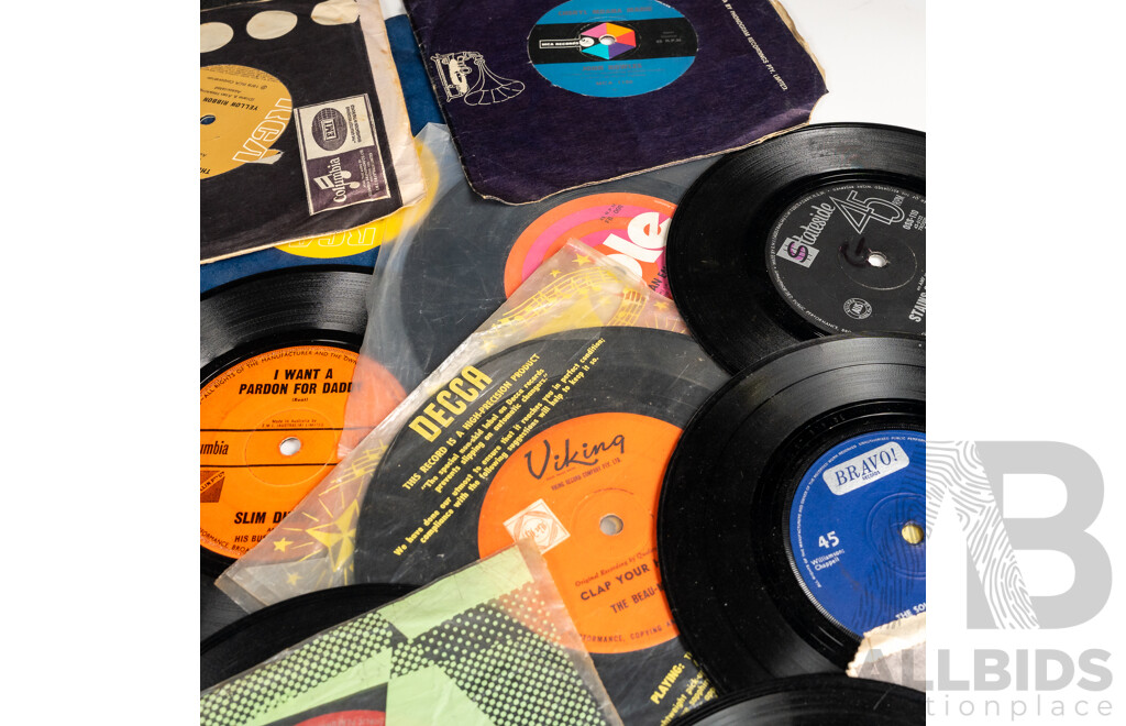 Collection Approx 48 Vintage Vinyl Seven Ich Single 45s Including the Cure, Yothu Yindi, ABBA and More