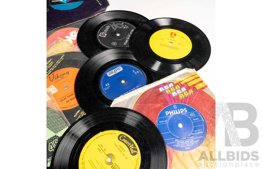 Collection Approx 48 Vintage Vinyl Seven Ich Single 45s Including the Cure, Yothu Yindi, ABBA and More