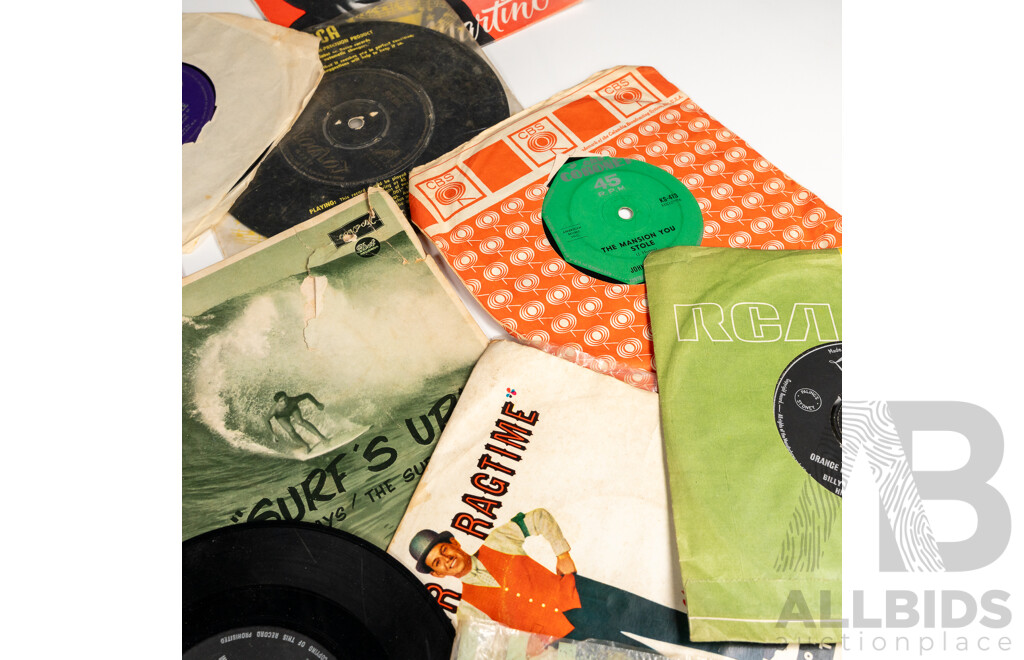Collection Approx 48 Vintage Vinyl Seven Ich Single 45s Including the Cure, Yothu Yindi, ABBA and More
