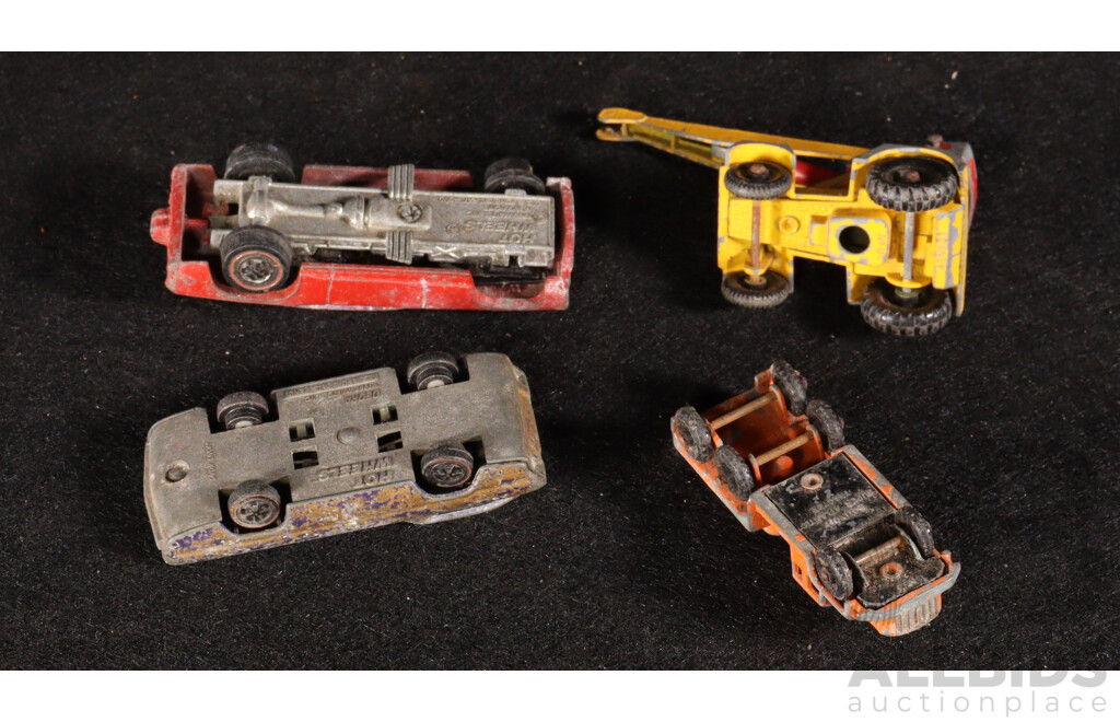 Vintage Hot Wheels Redline Deora, Plymouth Funny Car, Matchbox Jumbo Crane and Super Atlantic Tractor, Dinky Chieftain Tank with Firing Turret