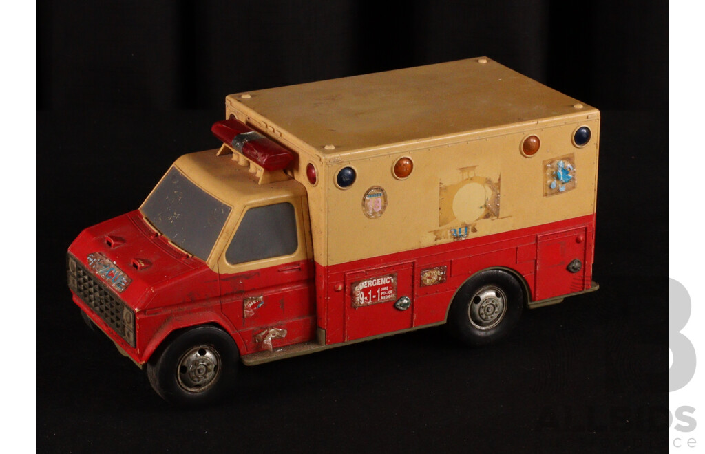 Vintage Fisher Price School Bus and Passengers with Funrise Ambulance