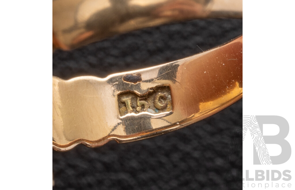 15ct Antique Enamel 30th Batallion WWI Colour Patch Sweetheart Ring, Size J, 2.94 Grams