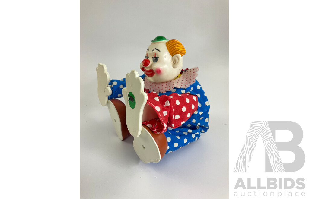 Collection of Vintage Toys Including Battery Powered Robot and Clown with Clock Work Carousel, Flower and Sailor