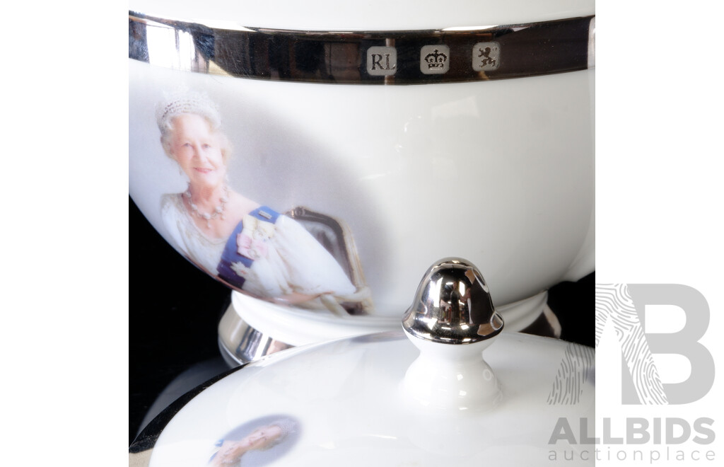 Ralph Lauren Academy Teapot Commemorating Queen Mothers 100th Birthday, Sterling Silver Bands, Hallmarks, Limited Edition 4/50