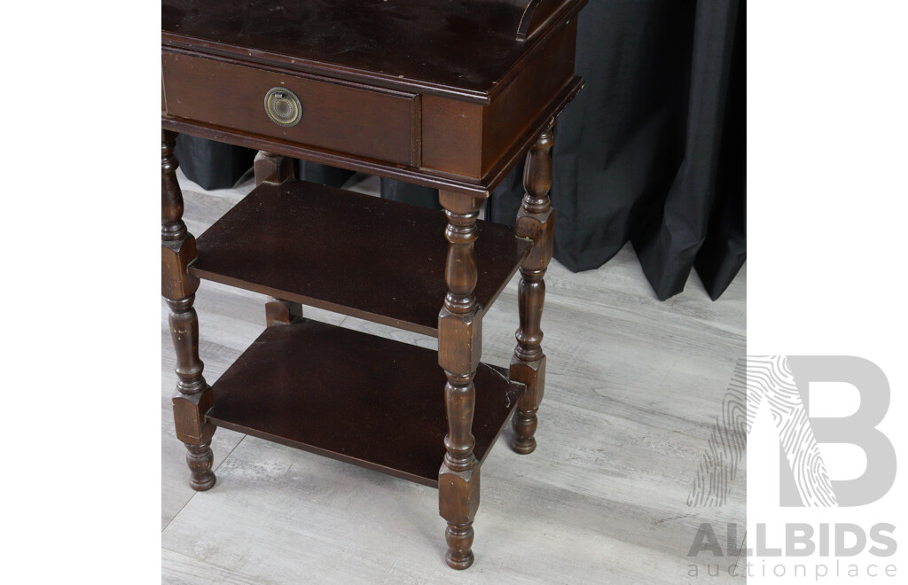 Vintage Side Table with Single Drawer and Two Shelves