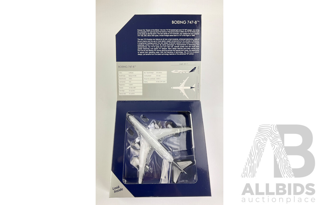 Gemini Jets Diecast Boeing 747-8 Luthansa DABY-C with Box - 1:400 Scale