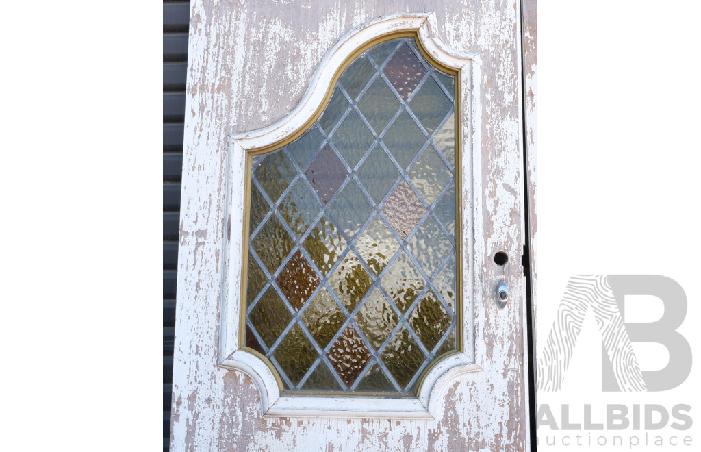 Two Vintage Lead Glass Country House Doors