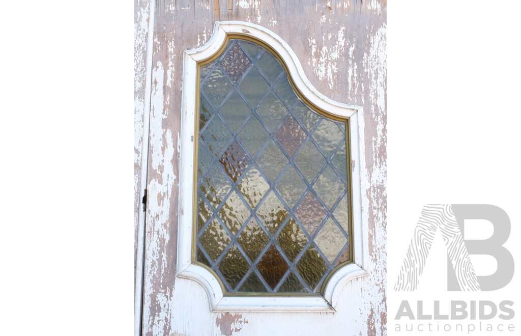 Two Vintage Lead Glass Country House Doors