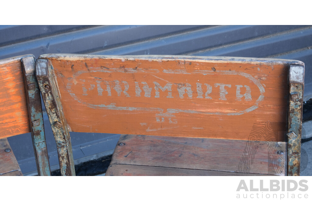 Three Vintage Indian School Steel Frame Chairs