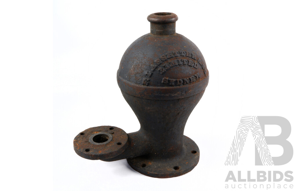 Antique Cast Iron F. Lassetter & Co Sydney Monkey Tail Water Pump Filter