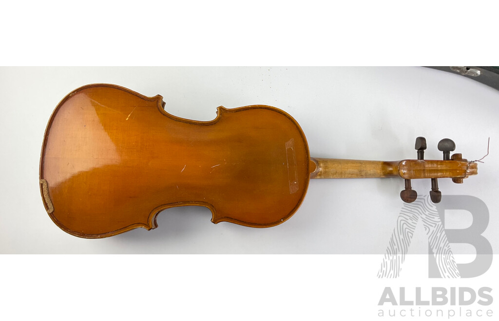 Vintage Lark Violin with Carved Scroll and Case