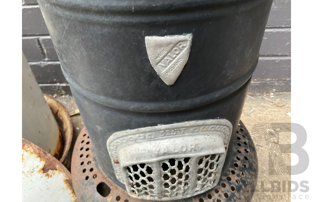 Vintage Valour Kerosene Heater and Large Steel Sugar Container