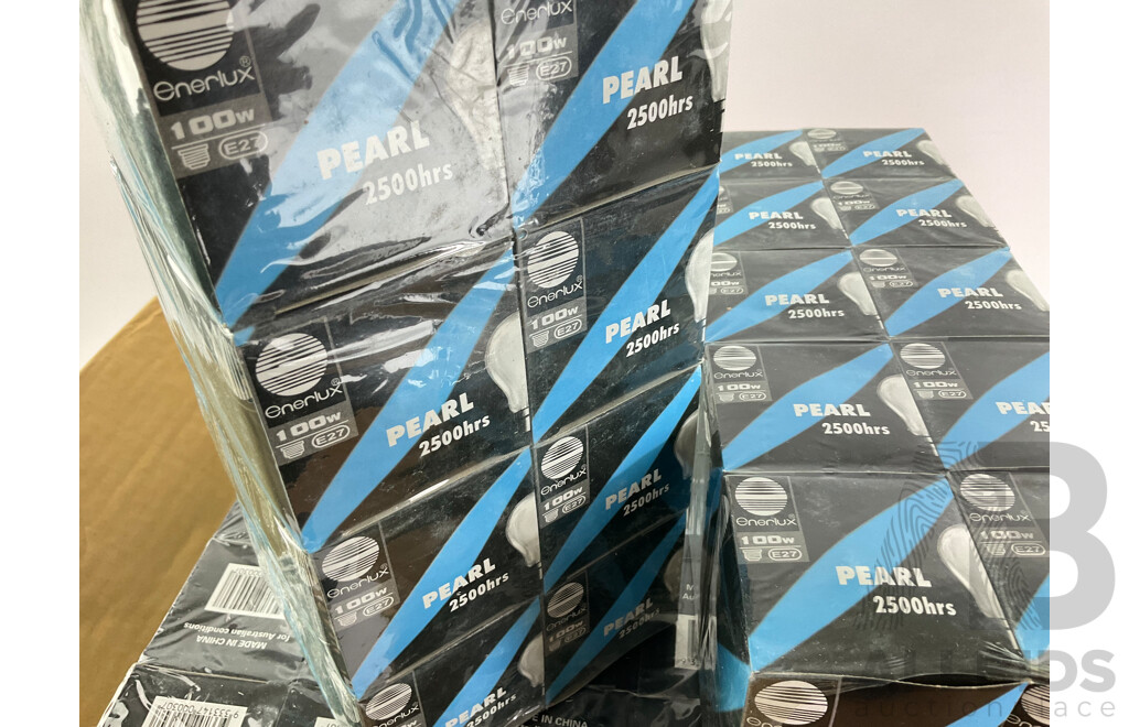 Bulk Lot of Enerlux 100 Watt Light Bulbs, Pearl 2500 Hours - 100 Units