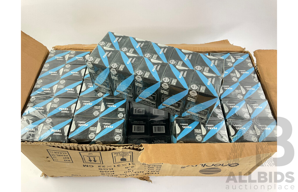 Bulk Lot of Enerlux 100 Watt Light Bulbs, Pearl 2500 Hours - 100 Units