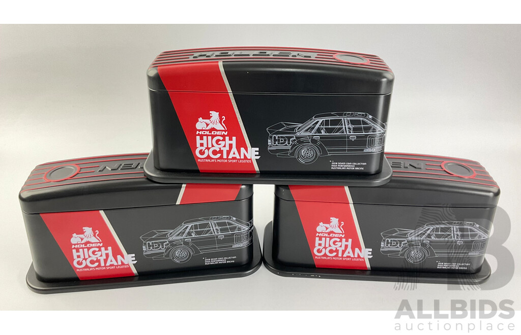 Three Australian RAM 2018 Holden High Octane Seven Coin Tins (Empty)