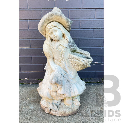 Vintage Concrete Young Girl Garden Planter