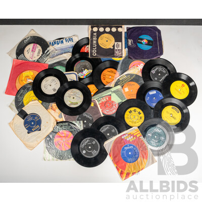 Collection Approx 48 Vintage Vinyl Seven Ich Single 45s Including the Cure, Yothu Yindi, ABBA and More