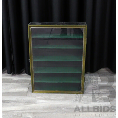 Vintage Glass Front Display Cabinet with Green Felt Shelves