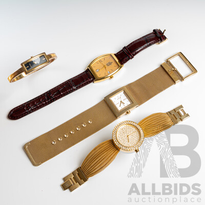 Collection of (4) Ladies Gold Tone Dress Watches Including DKNY + 'image'