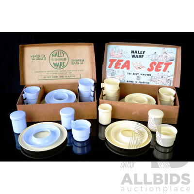 Boxed 1950's Nally Ware Tea Sets, Twenty and Eighteen Piece, Made in Australia