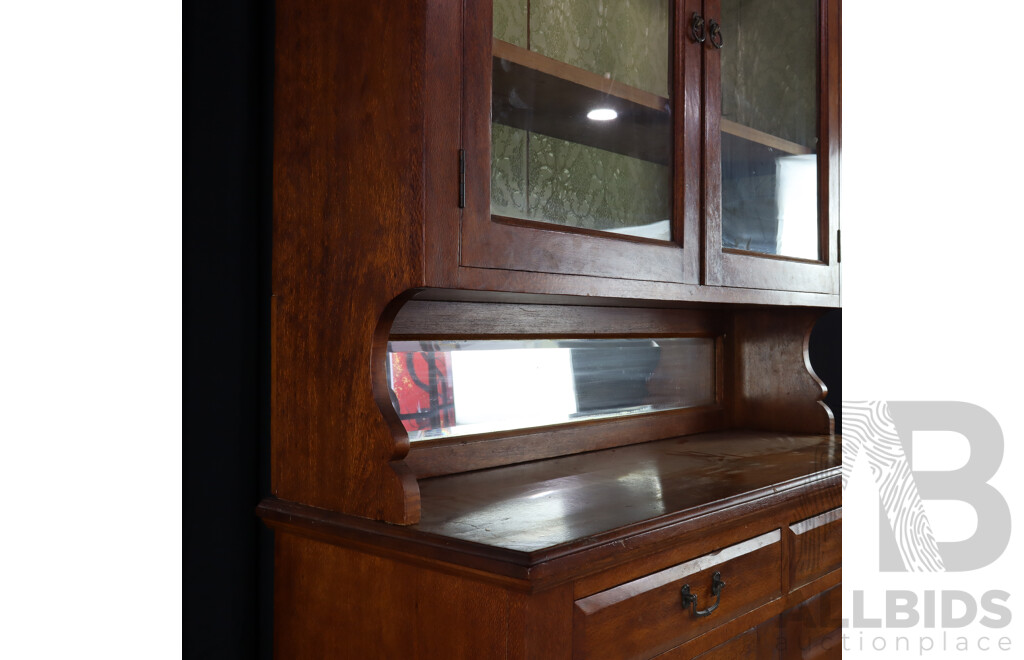 Edwardian Silky Oak Buffet and Hutch