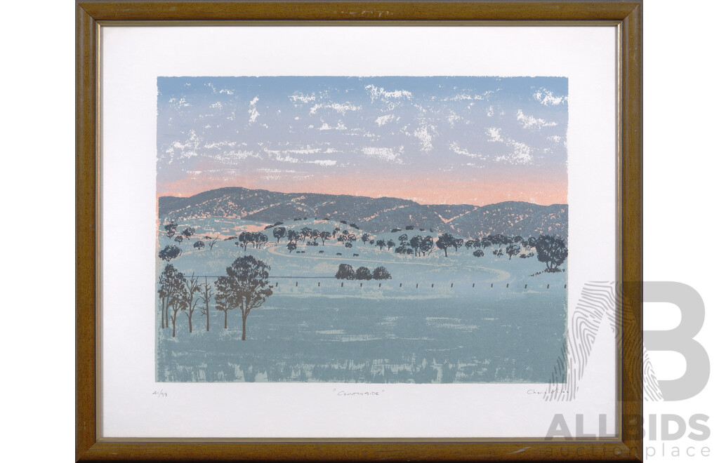 Cherie Miles, (20th Century, Australian, 1950-), Countryside, Silkscreen, Editioned 41 of 99, 38 x 51 cm (image)