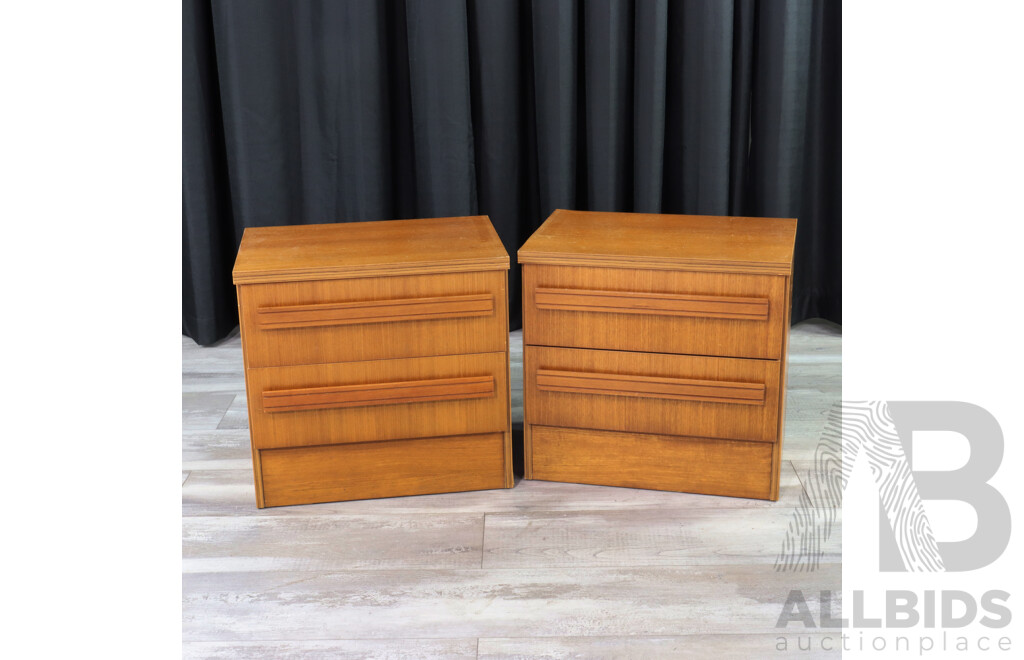 Pair of Burgess Teak Two Drawer Bedside Chests