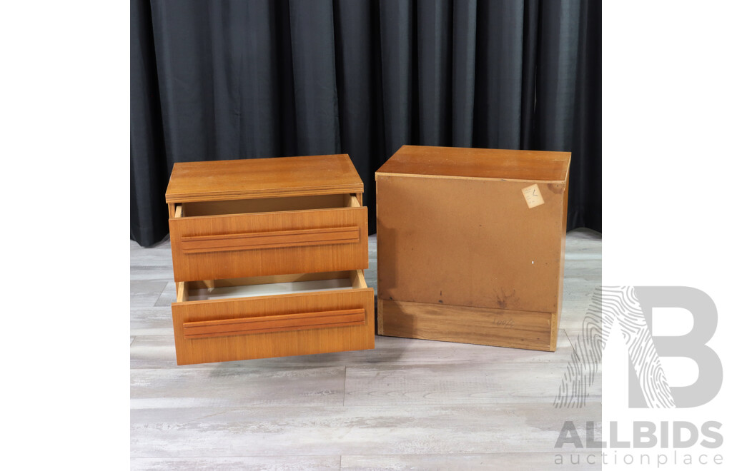 Pair of Burgess Teak Two Drawer Bedside Chests