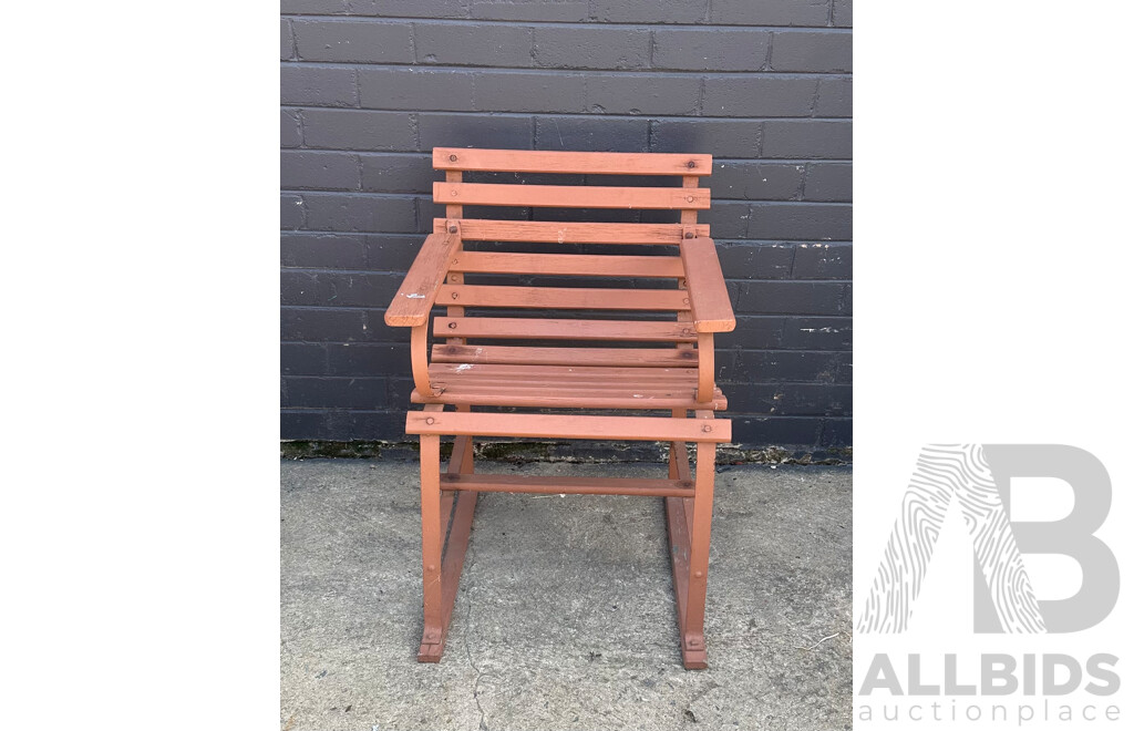 Vintage Timber and Flat Bar Garden Chair