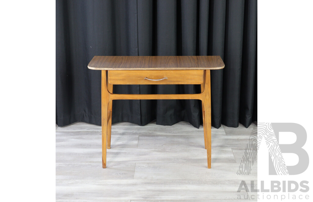 Mid Century Single Drawer Hall Table with Laminate Top