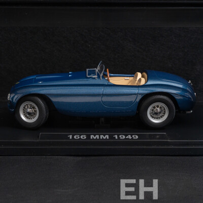 KK-Scale 1949 Ferrari 166 MM Barchetta Mille Miglia Blue Metallic 1:18 Scale Model Car - New