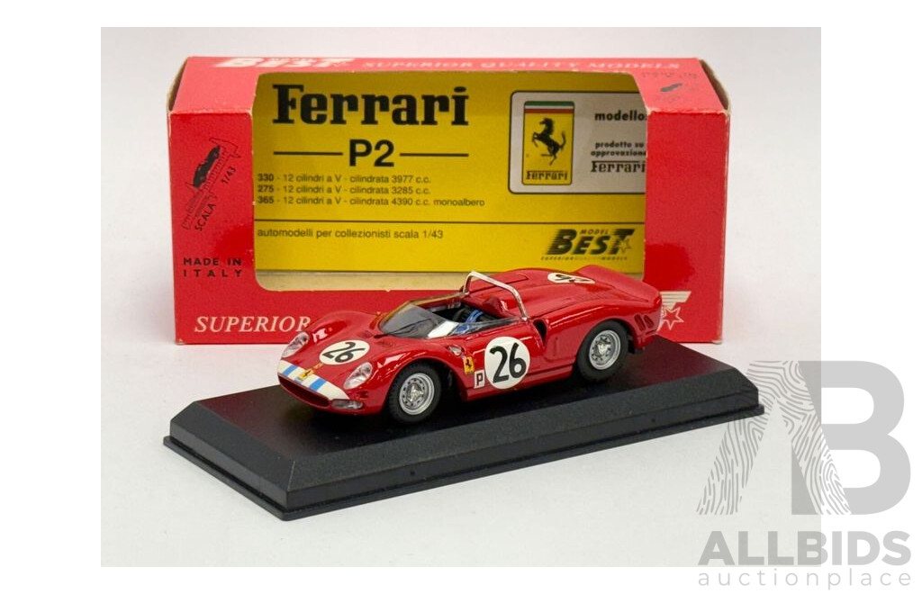 Best Model 1966 Ferrari 330 P2 Sebring Rodriguez / Andretti #26 Red 1:43 Scale Model Car