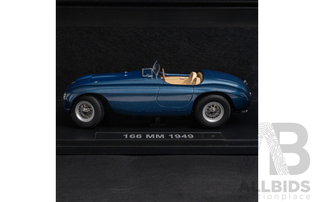 KK-Scale 1949 Ferrari 166 MM Barchetta Mille Miglia Blue Metallic 1:18 Scale Model Car - New