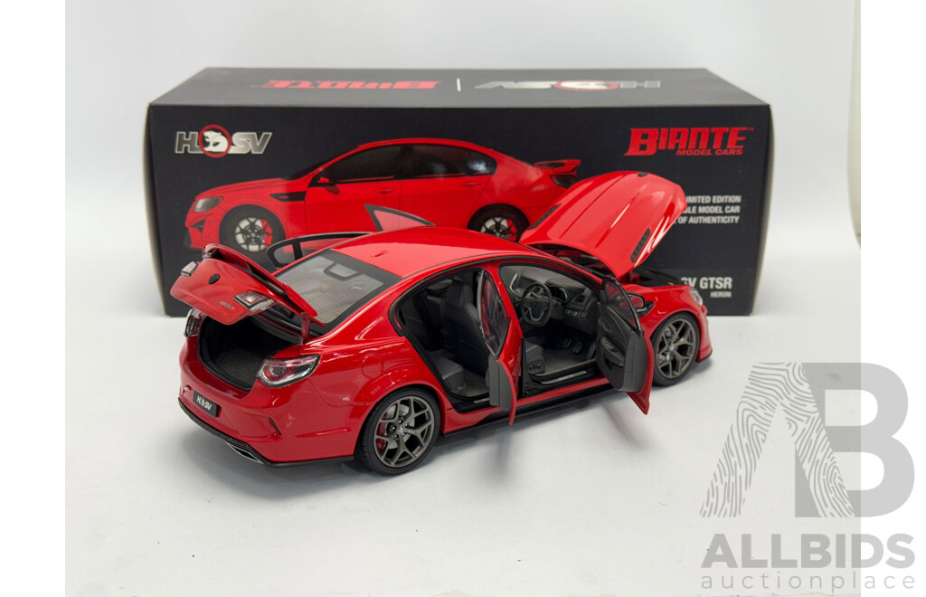 Biante Holden VF HSV Commodore GEN-F2 GTSR - Heron Red - 1/18 Scale