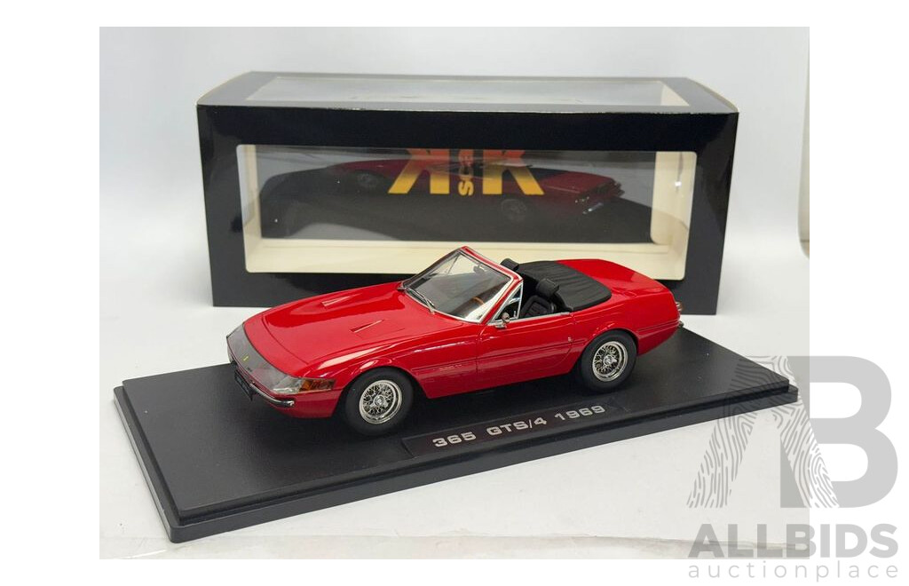 KK-Scale 1969 Ferrari 365 GTB/4 Daytona Convertible Series 1 Rosso Corsa Red 1:18 Scale Model Car - New