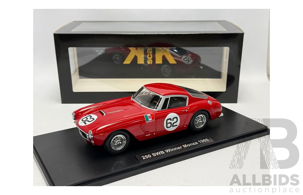 KK-Scale 1960 Ferrari 250 GT SWB Competizione Winner Monza #62 Rosso Corsa Red 1:18 Scale Model Car - New