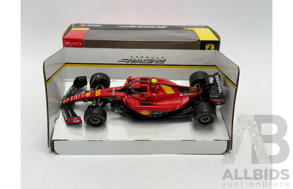 Bburago 2023 Ferrari SF23 Formula 1 Monza Grand Prix Carlos Sainz Red 1:43 Scale Model Car - New