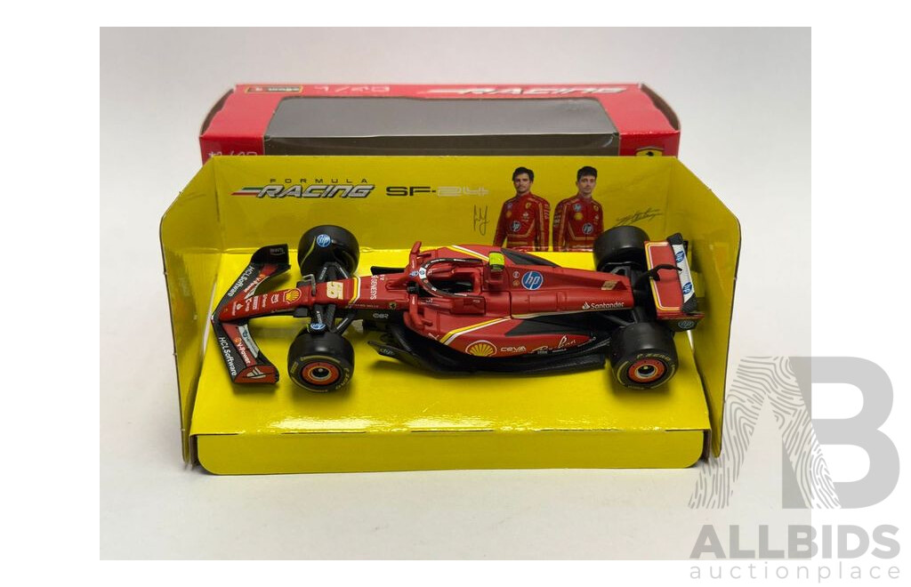 Bburago 2024 Ferrari SF-24 Formula 1 Carlos Sainz Red 1:43 Scale Model Car - New
