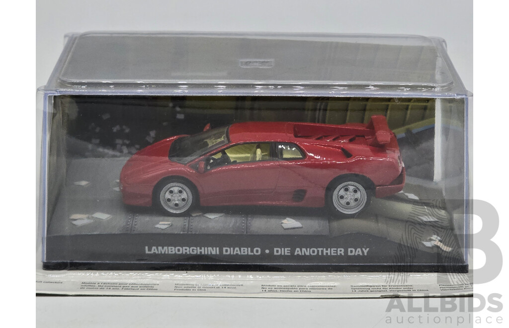 GE Fabbri Ltd 1992 Lamborghini Diablo Red - James Bond 007 Die Another Day 1:43 Scale Model Car - Sealed in Blister