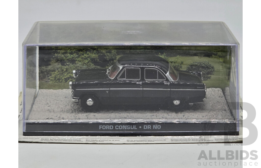 GE Fabbri Ltd 1959 Ford Consul MkII Black - James Bond 007 Dr No 1:43 Scale Model Car - Sealed in Blister