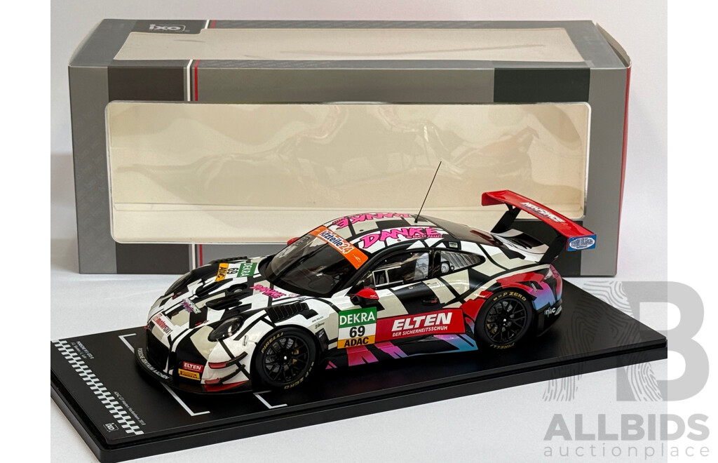 IXO 2018 Porsche 911 (991) GT3 R #69 ADAC GT Masters Hockenheim 1:18 Scale Model Car - New