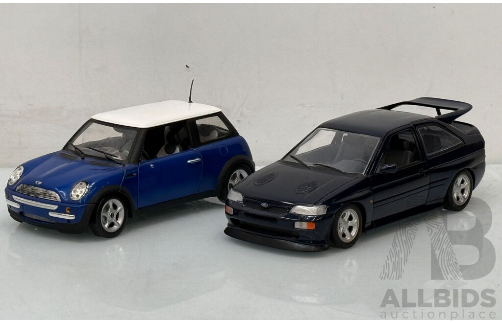 Diecast Model Cars Mini Cooper and Ford Escort  - 1/18 Scale