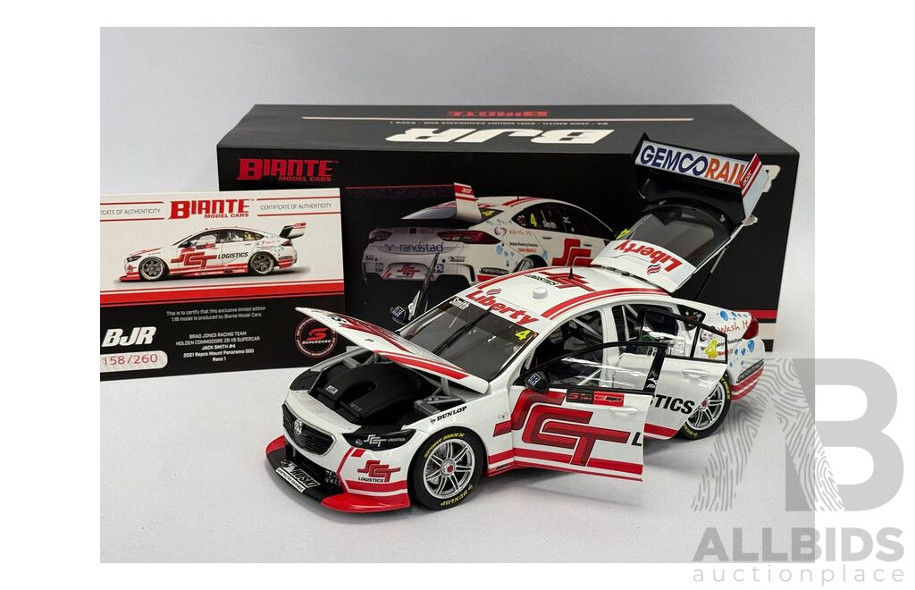 Biante 2021 Holden ZB Commodore V8 Supercar Brad Jones Racing SCT - 1/18 Scale - New