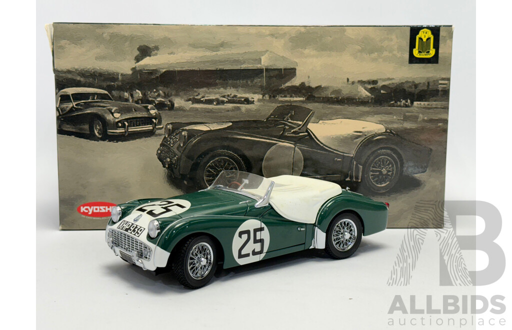 Kyosho 1959 Triumph TR3S LeMans Peter Jopp #25 Green  - 1/18 Scale Model