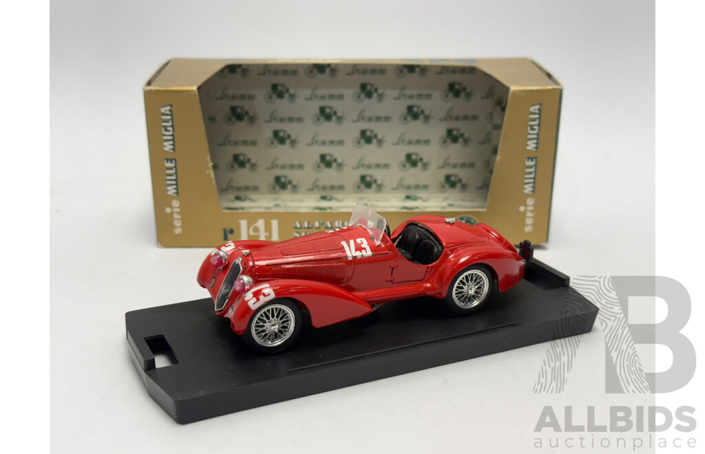 Brumm 1938 Alfa Romeo 8C 2900 B 180HP #143 Mille Miglia Red 1:43 Scale Model Car
