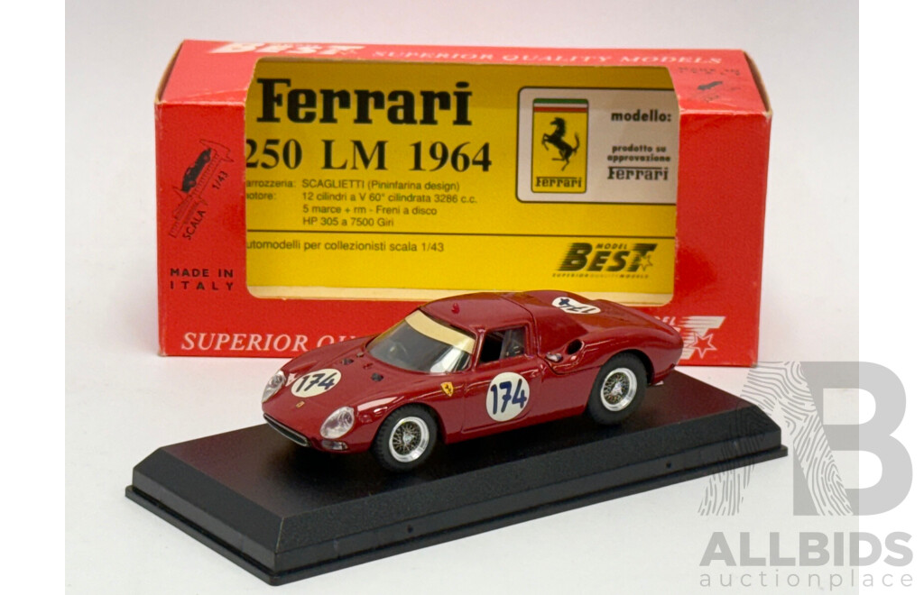 Best Models 1966 Ferrari 250 LM Targa Florio Hawkins / Epstein Red 1:43 Scale Model Car